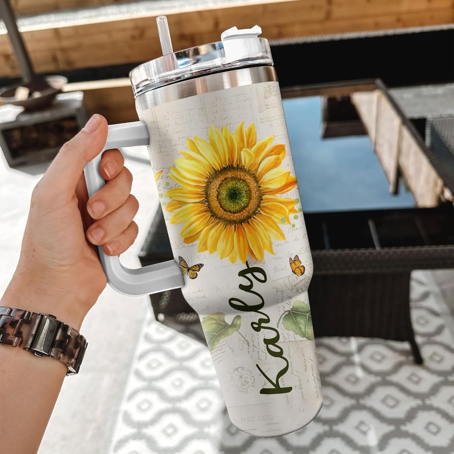 In A Word Full Of Roses - Personalized Tumbler 40oz with Straw