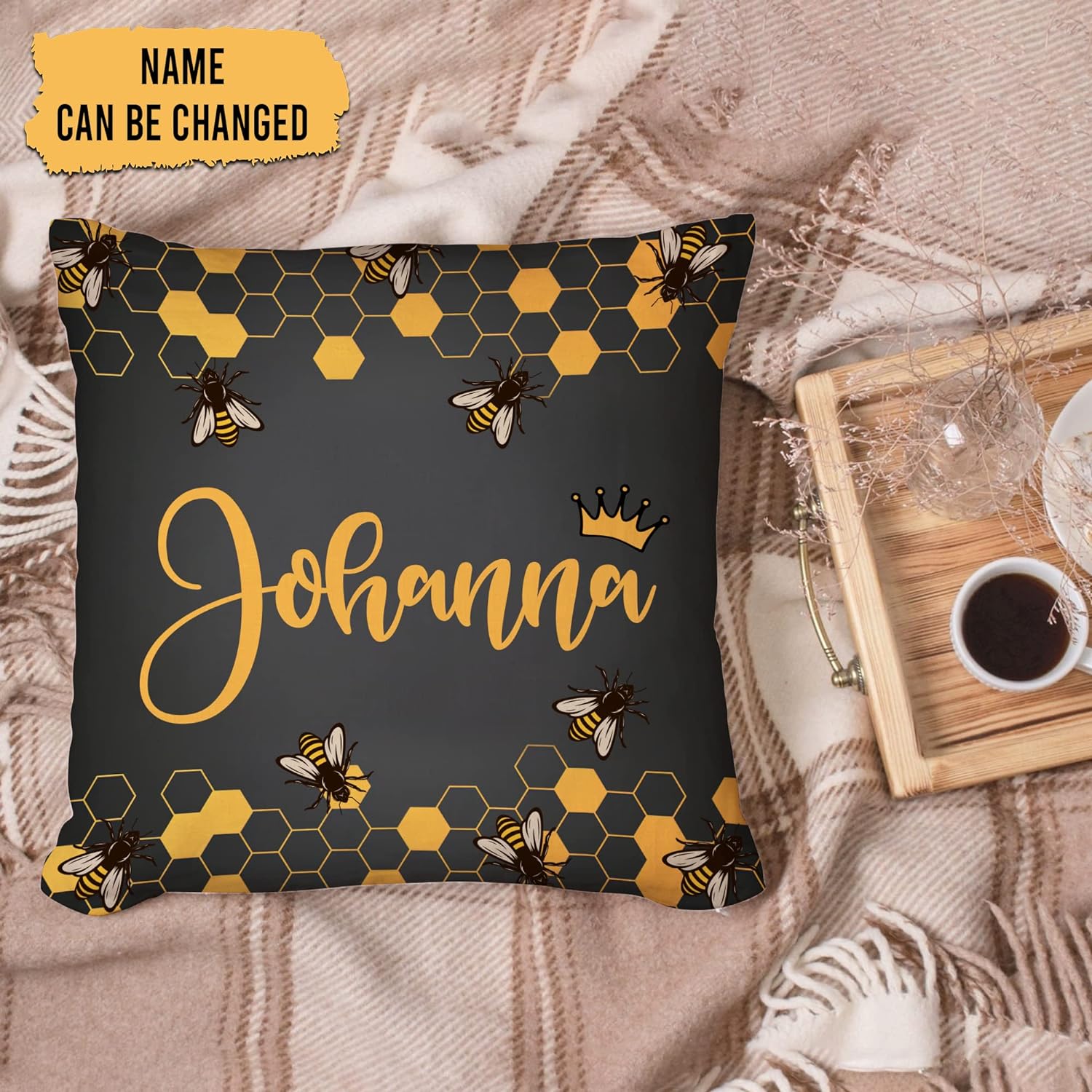 Honeycomb Bee - Personalized Pillow (Insert Included)