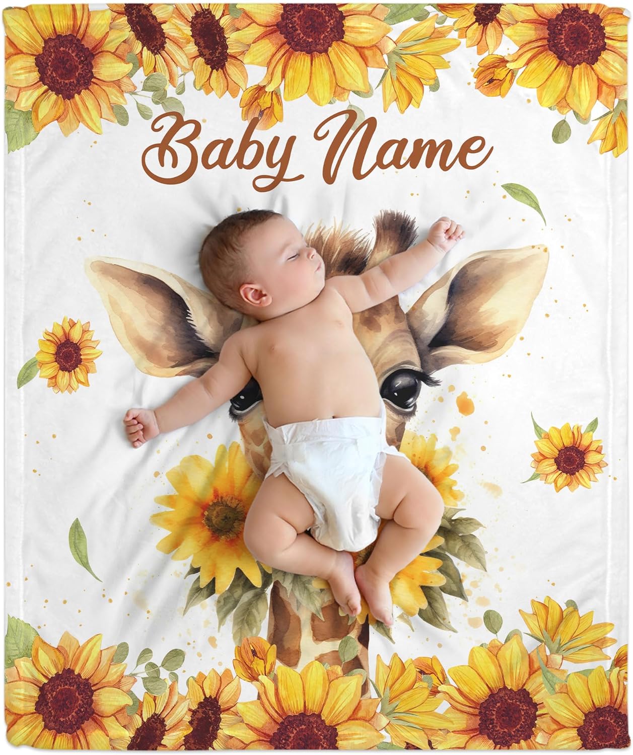 Giraffe Pattern Baby Blanket - Personalized Blanket