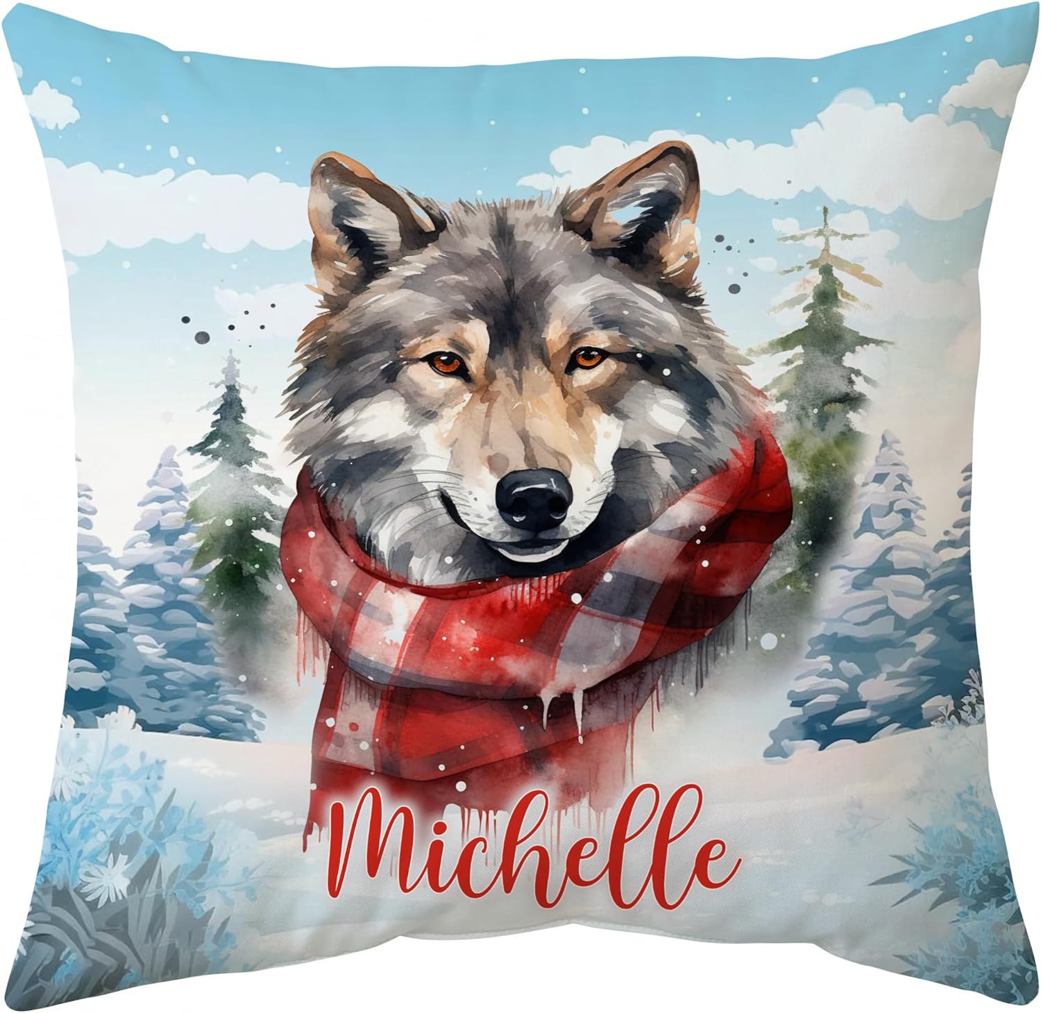 Wolf Snow Pattern - Personalized Pillow (Insert Included)