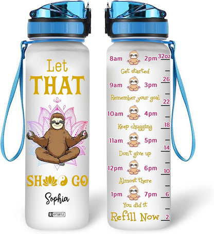 Sloth Lover Water Bottle Tracker 32oz – Personalized Motivational Tritan Bottle with Time Marker – Cute Gift for Women & Teens