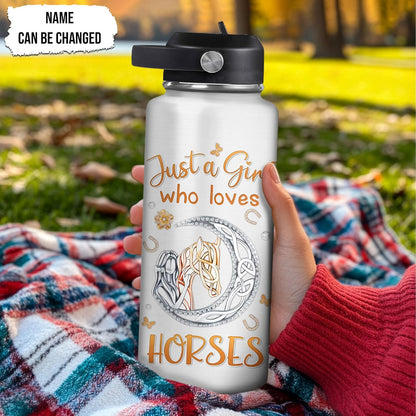 Sparkling Horse Water Bottle 32oz – Personalized Stainless Steel Insulated Bottle with Leak-Proof Lid – Stylish Gift for Horse Lovers