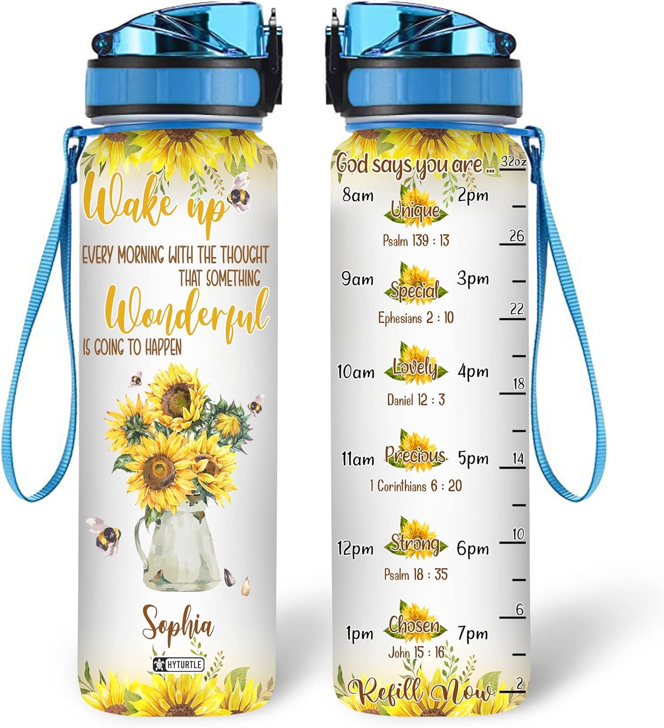 Wake Up Every Morning With The Thought That - Personalized Water Tracker Bottle 32oz