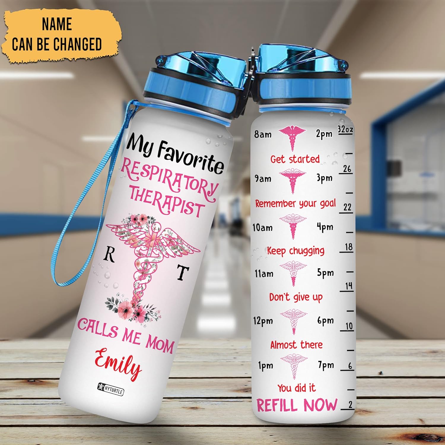 My Favorite Respiratory Therapist Calls Me Mom - Personalized Water Tracker Bottle 32oz