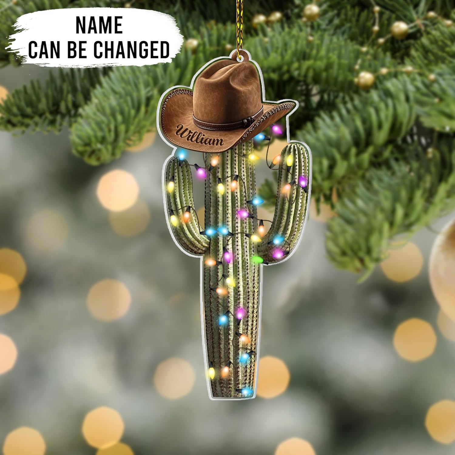 Cowboy Western Scene Cut Acrylic Ornament – Personalized Christmas Gift for Country Lover, Horse Rider, or Ranch Enthusiast