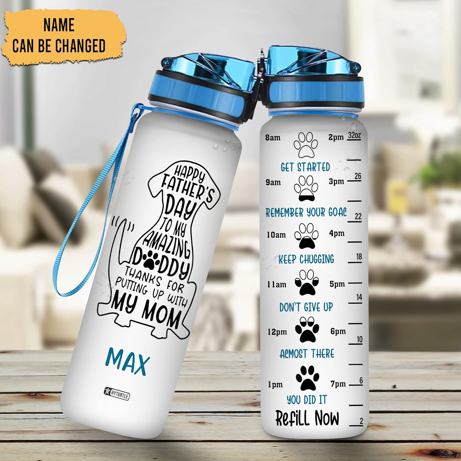 Thanks For Putting Up With My Mom - Personalized Water Tracker Bottle 32oz