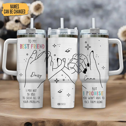 Best Friend Promise Tumbler 40oz with Handle & Straw – Personalized Stainless Steel Insulated Cup with Lid – Unique Friendship Gift