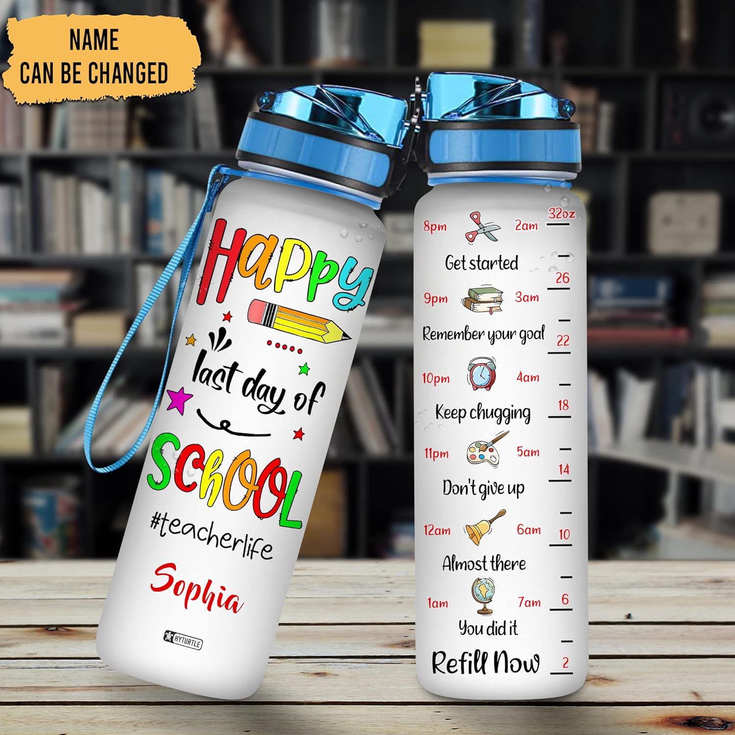 Last Day Of School - Personalized Water Tracker Bottle 32oz