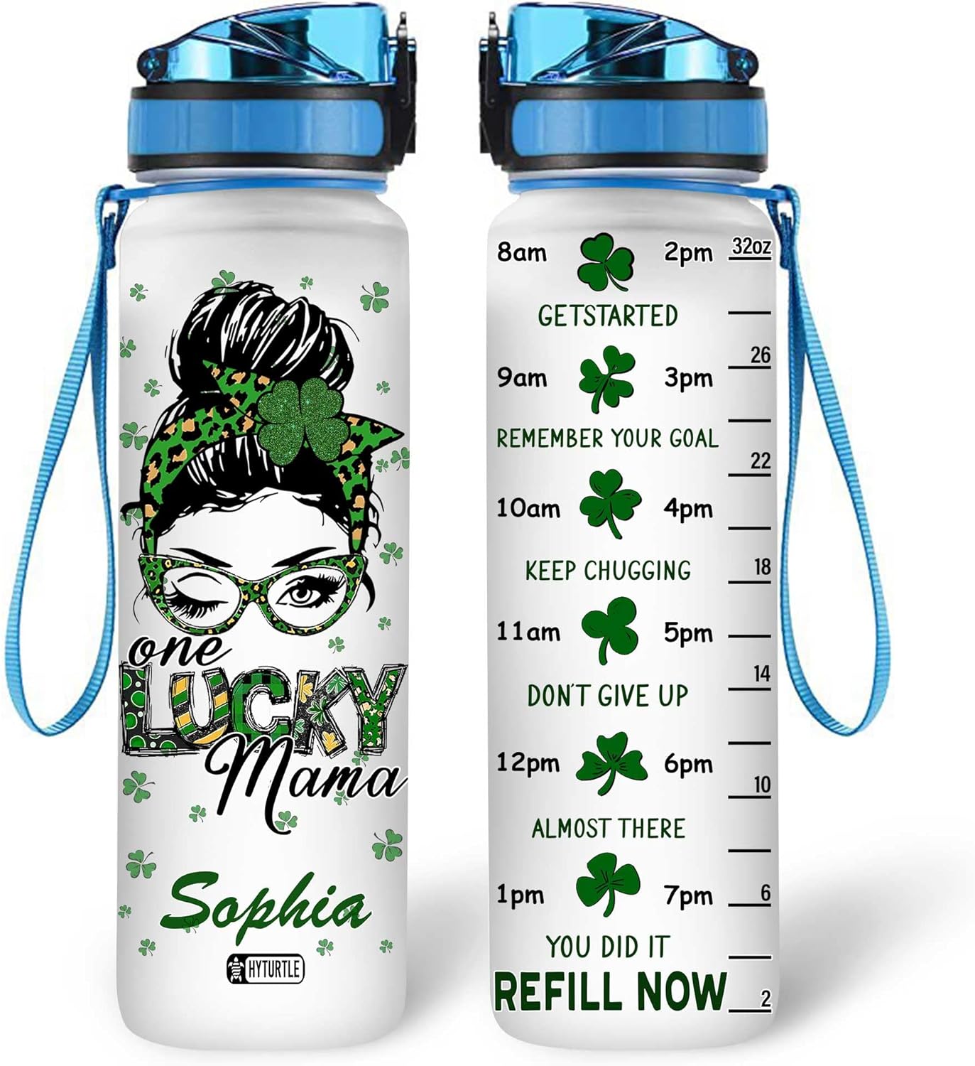 One Lucky Mama - Personalized Water Tracker Bottle 32oz