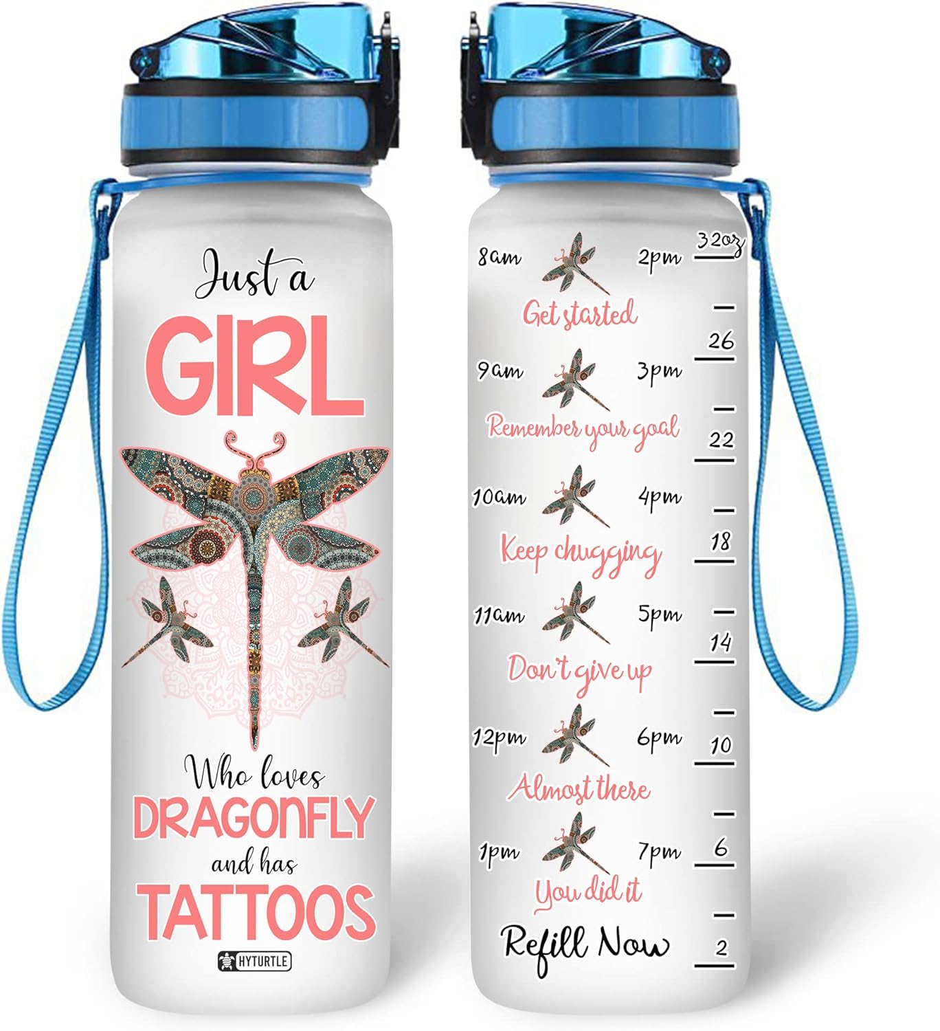 Just A Girl Who Loves Dragonfly - Water Tracker Bottle 32oz