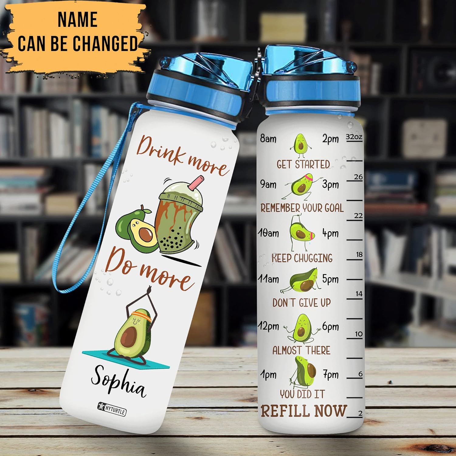 Drink More,Do More - Personalized Water Tracker Bottle 32oz