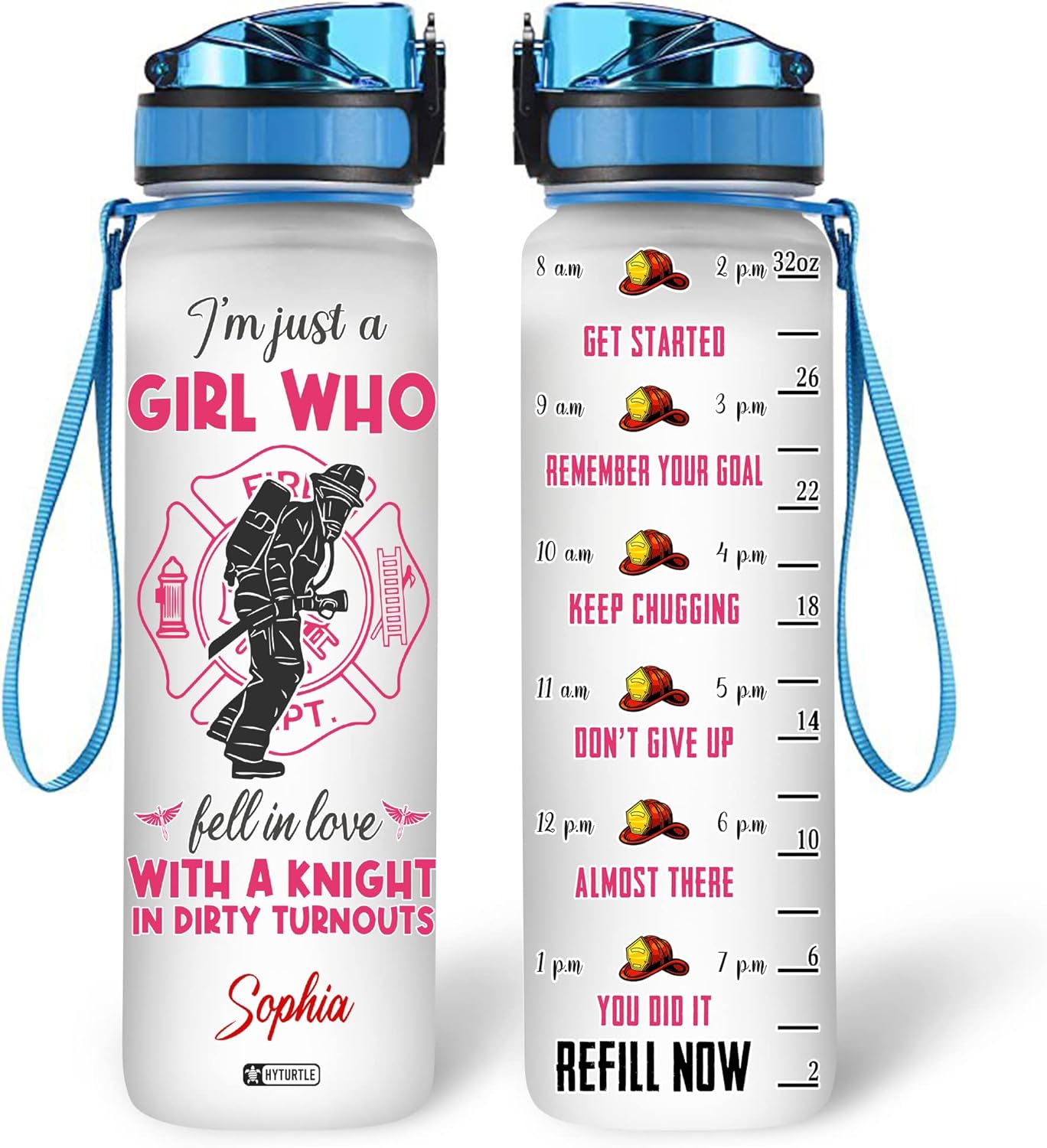 I'm Just A Girl Who Fell In Love With A Knight - Personalized Water Tracker Bottle 32oz