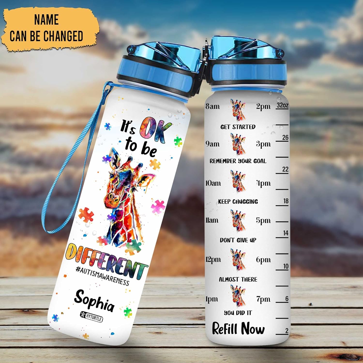 It's Ok To Be Different - Personalized Water Tracker Bottle 32oz