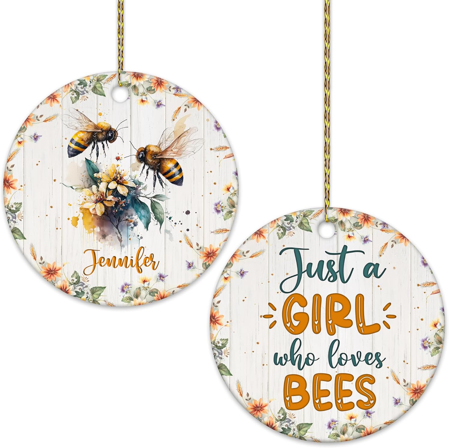 Bee Lover Ceramic Ornament  Personalized Insect-Themed Holiday Decoration  Unique Christmas Gift Keepsake for Women