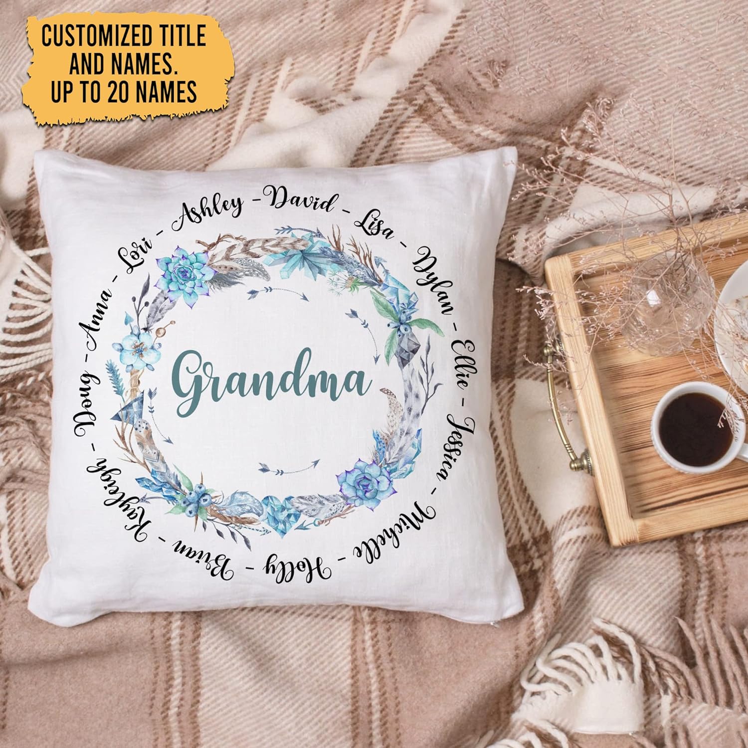 Grandma Floral Pattern - Personalized Pillow(Insert Included)