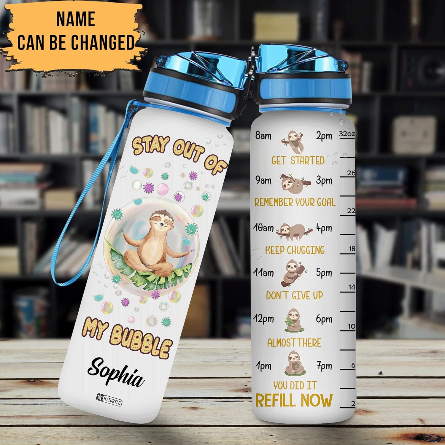 Stay Out Of My Bubble - Personalized Water Tracker Bottle 32oz