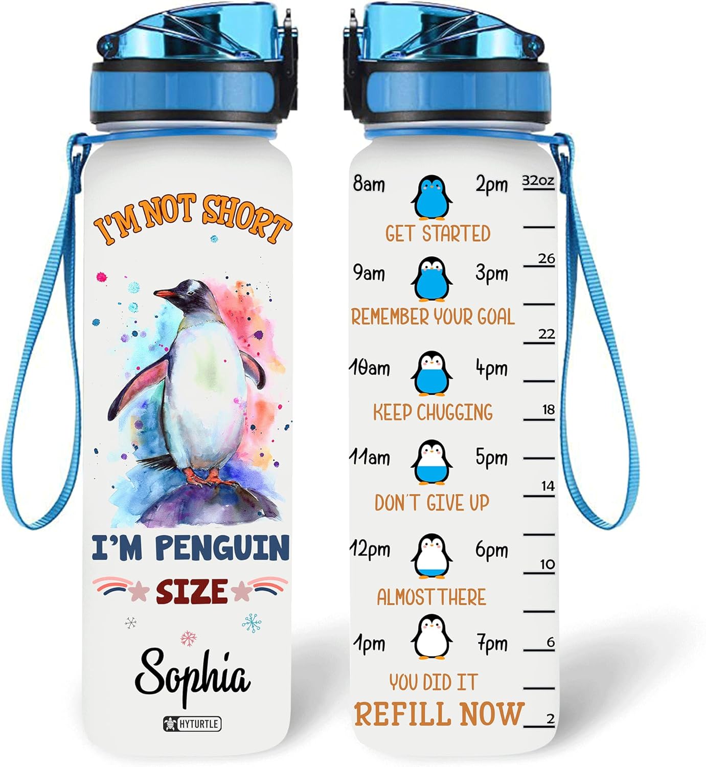 I'm Penguin Size - Personalized Water Tracker Bottle 32oz