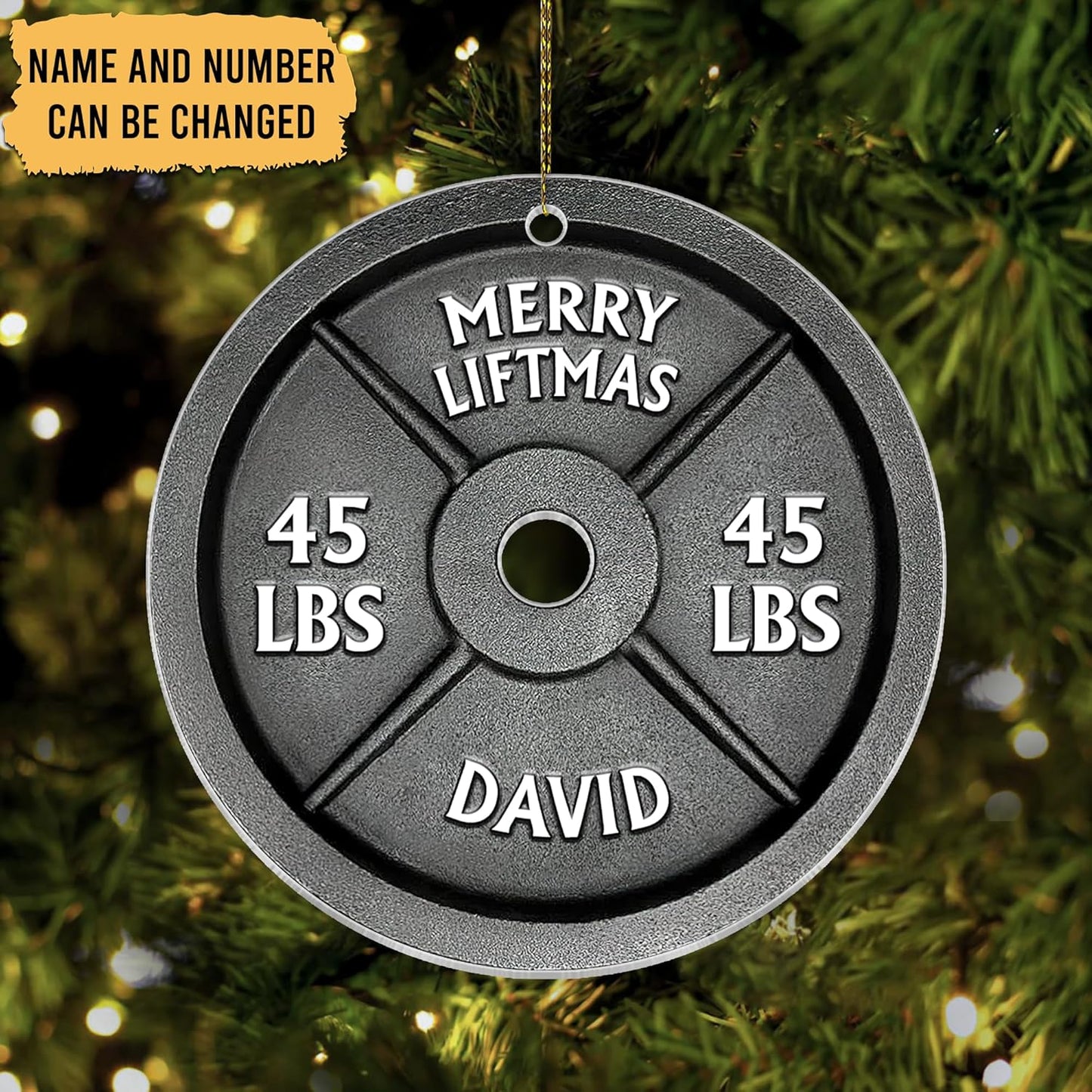 Weight Plate Cut Acrylic Ornament – Personalized Fitness Christmas Gift for Gym Lover, Bodybuilder, or Trainer