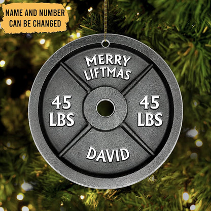 Weight Plate Cut Acrylic Ornament – Personalized Fitness Christmas Gift for Gym Lover, Bodybuilder, or Trainer