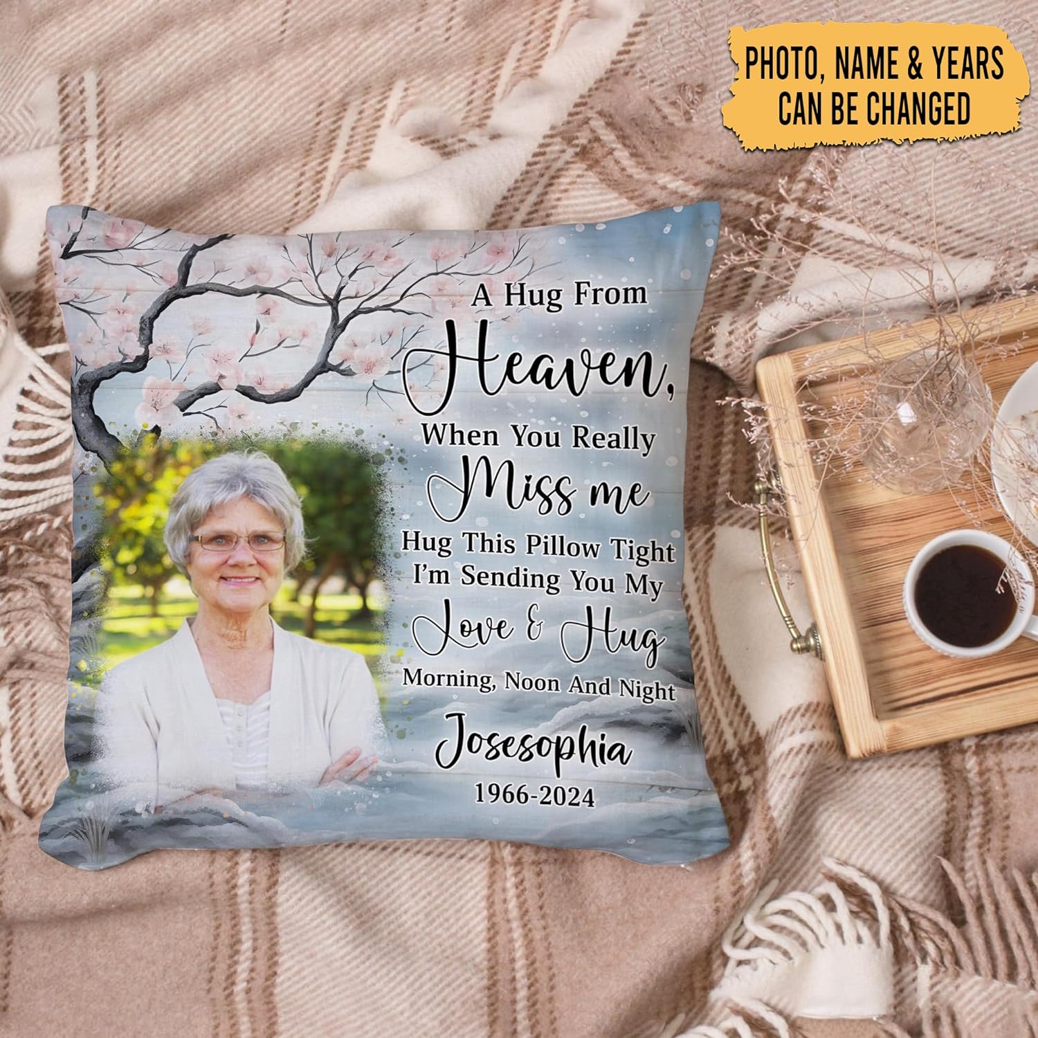 A Hug From Heaven - Personalized Photo Pillow