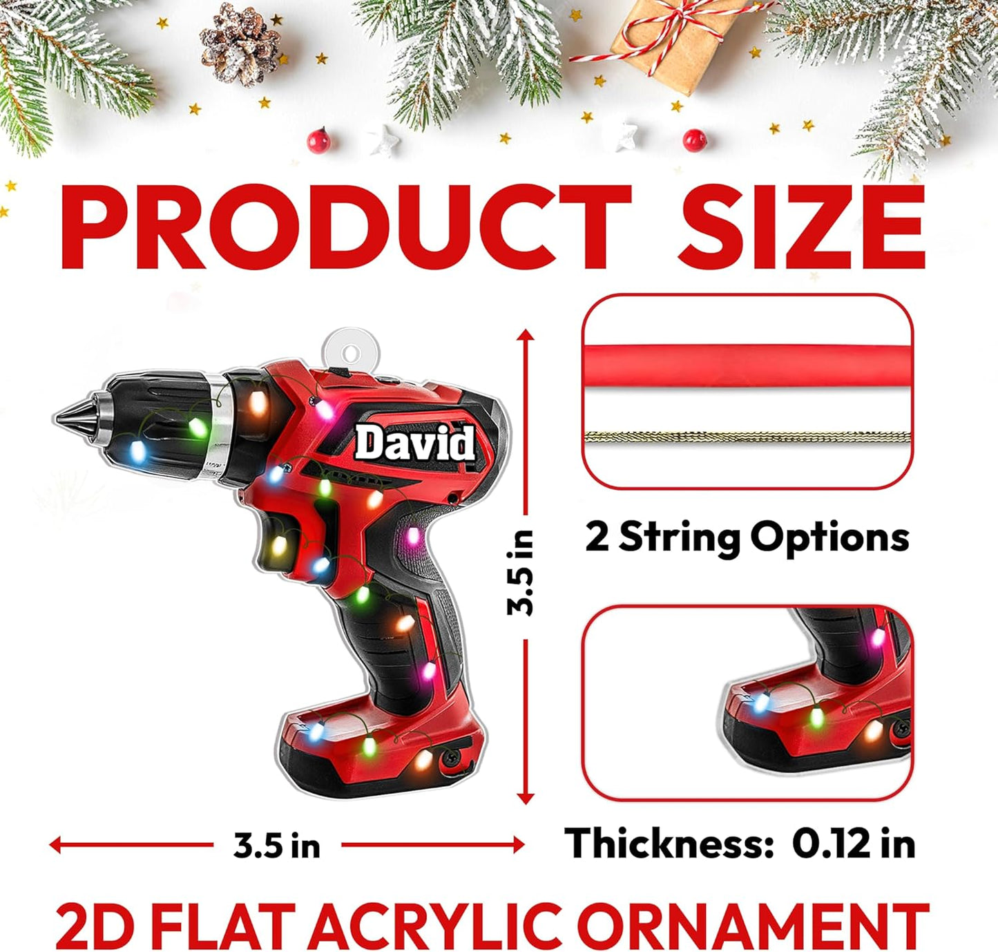 Hand Tool Power Cut Acrylic Ornament – Personalized Christmas Gift for Mechanic, Dad, or Worker – Unique Garage Decor Keepsake
