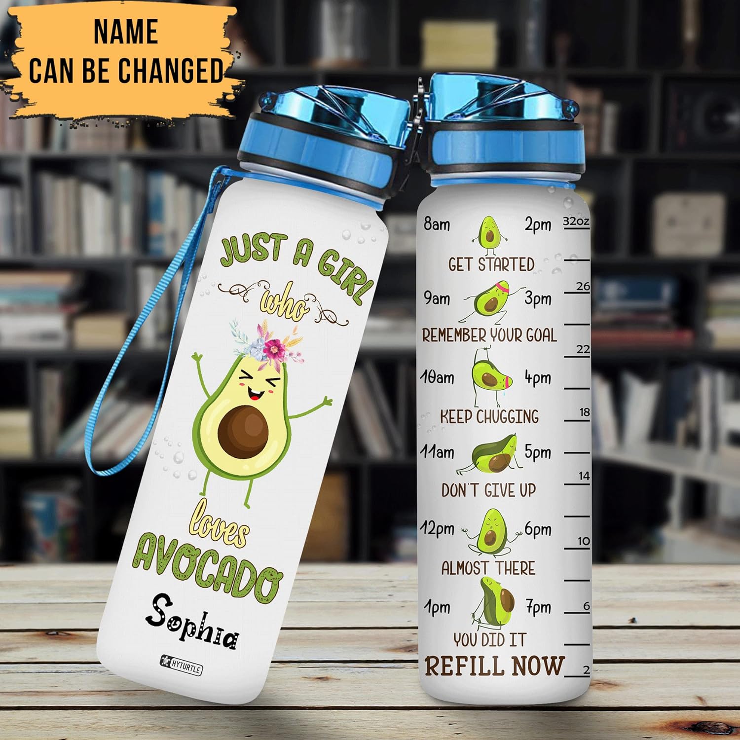 Just A Girl Who Loves Avocado - Personalized Water Tracker Bottle 32oz