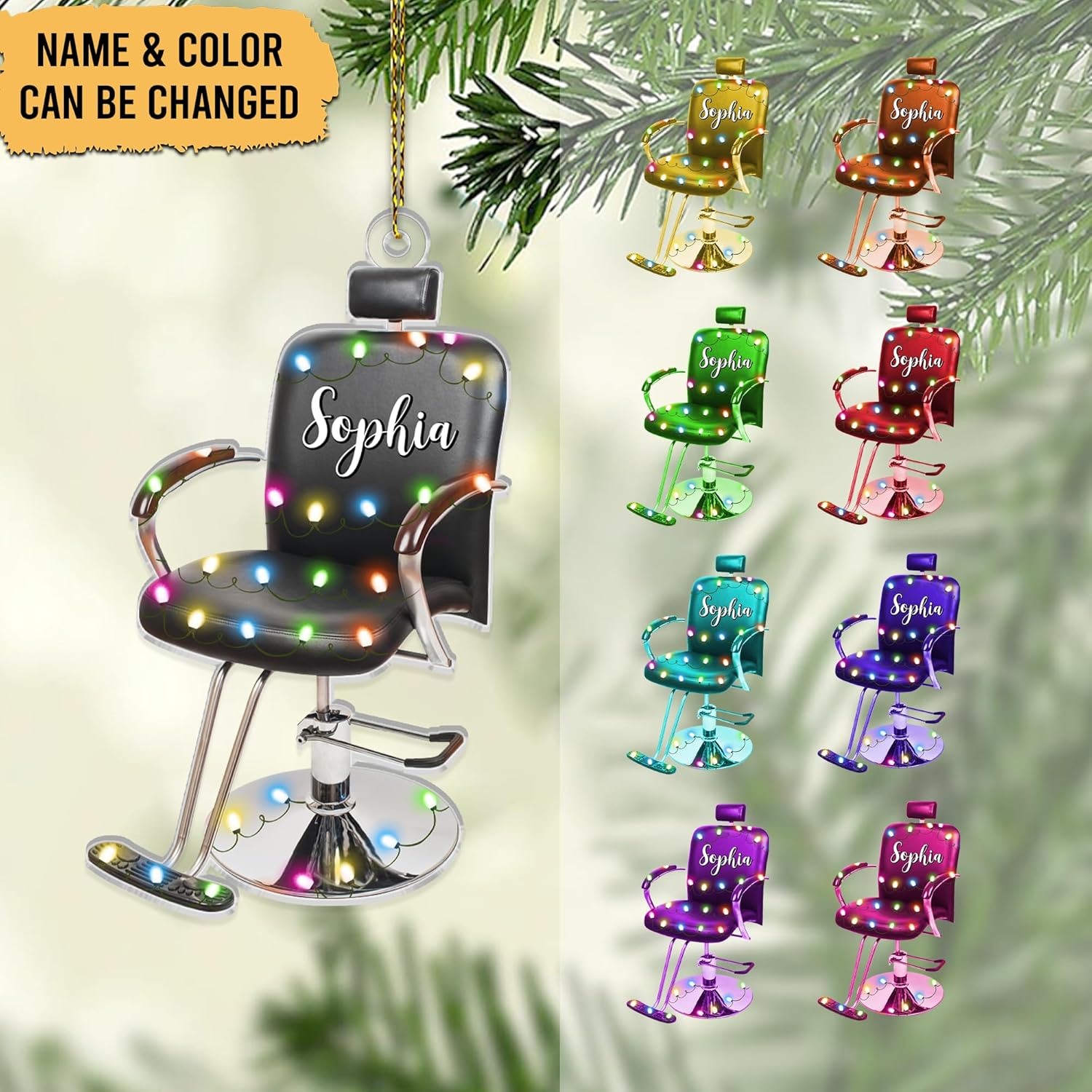 Hairdresser Chair Personalized Acrylic Ornament – Custom Salon Gift – Unique Christmas Keepsake for Hairstylists and Cosmetology Lovers
