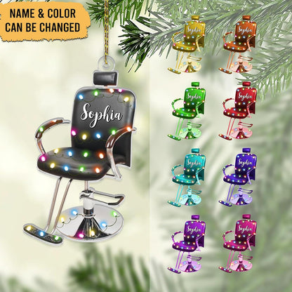 Hairdresser Chair Personalized Acrylic Ornament – Custom Salon Gift – Unique Christmas Keepsake for Hairstylists and Cosmetology Lovers