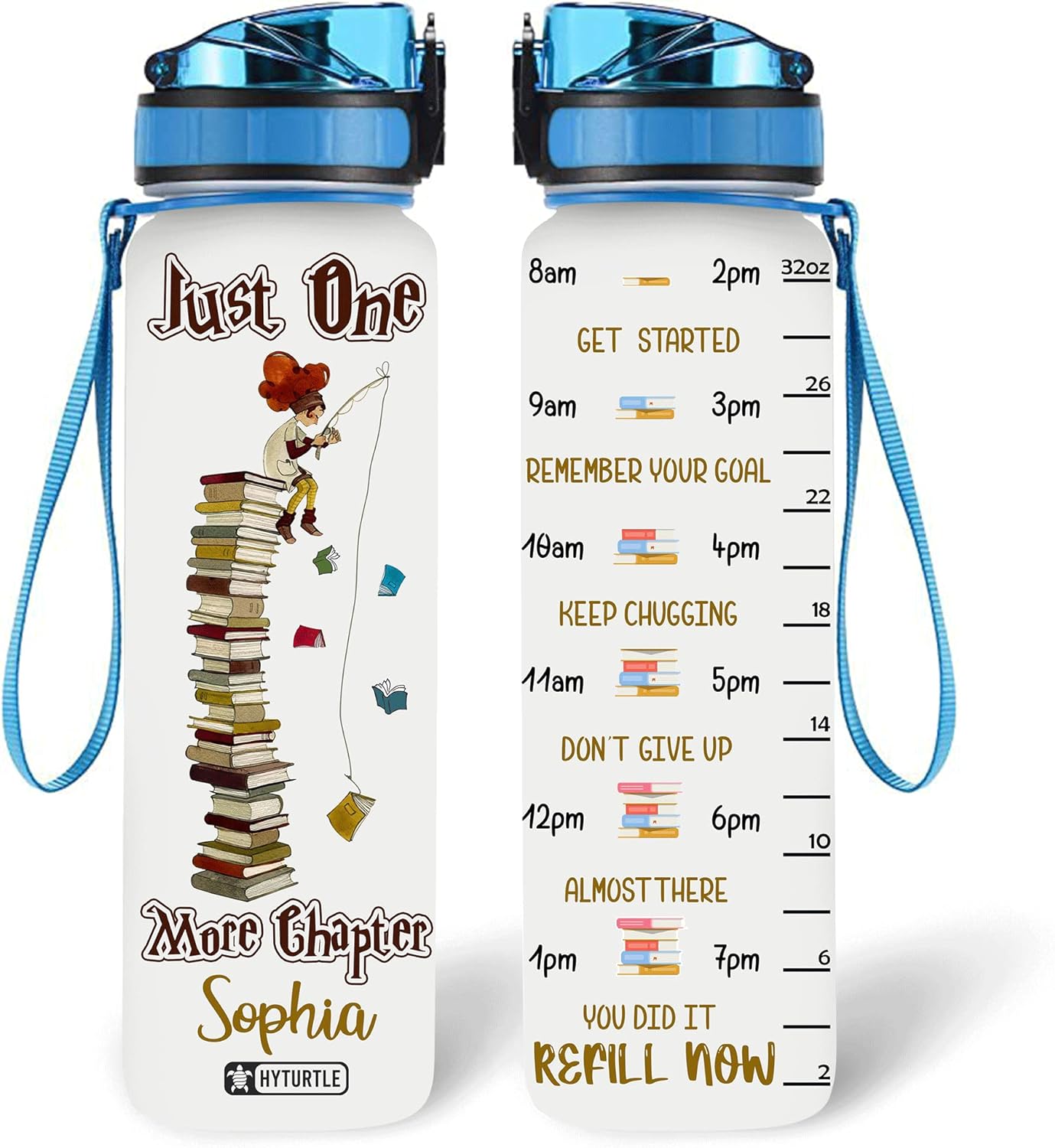 Just One More Chapter Reading Books - Personalized Water Tracker Bottle 32oz