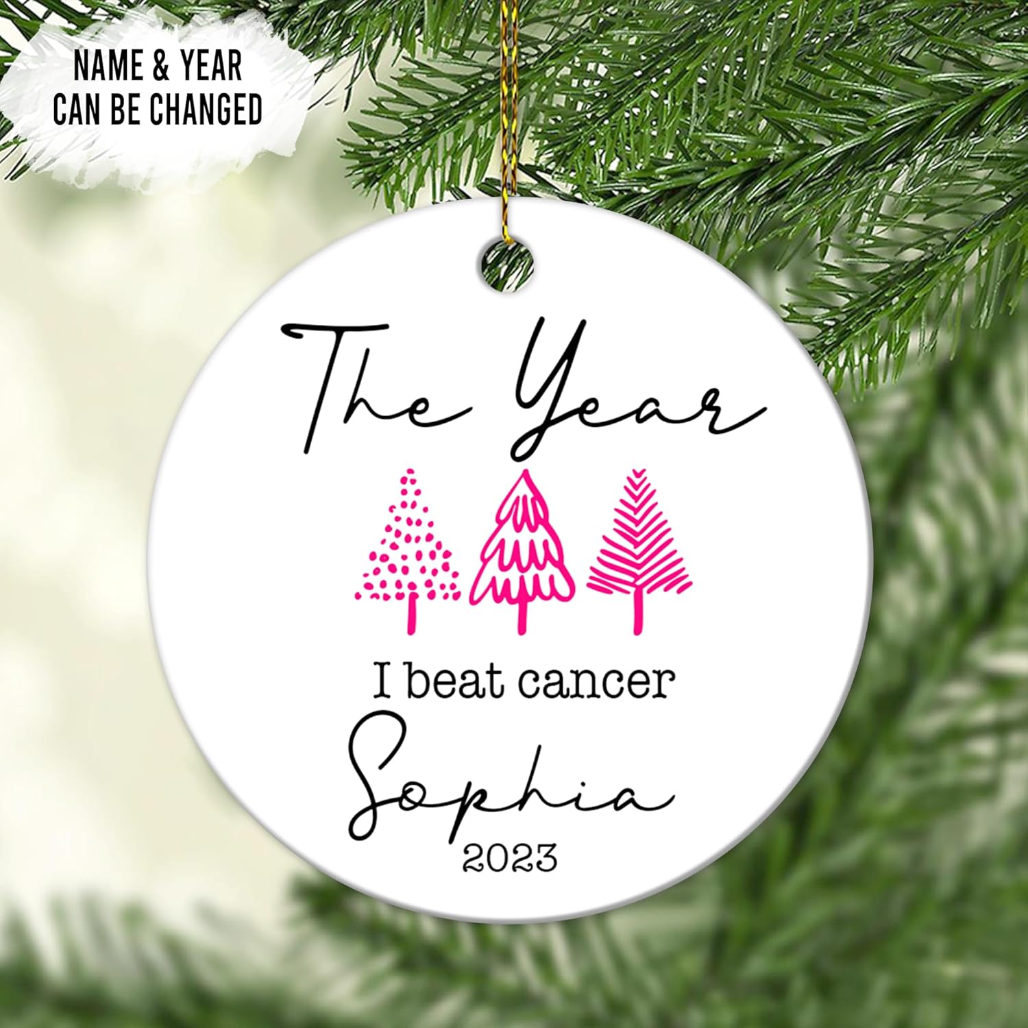 The Year I Beat Cancer, Warrior - Personalized Acrylic Ornament