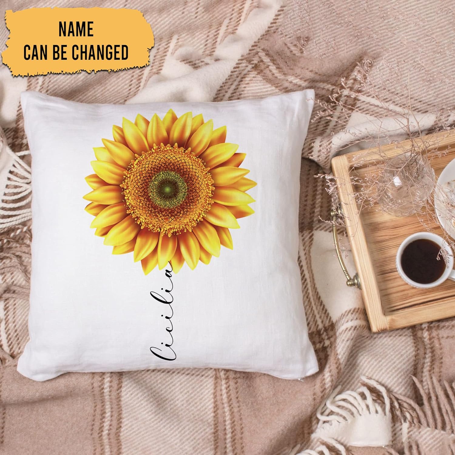 Sunflower Theme - Personalized Pillow (Insert Included)