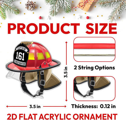 Firefighter Helmet Cut Acrylic Ornament – Personalized Christmas Gift for Fireman, Firefighter, EMT, or First Responder Hero
