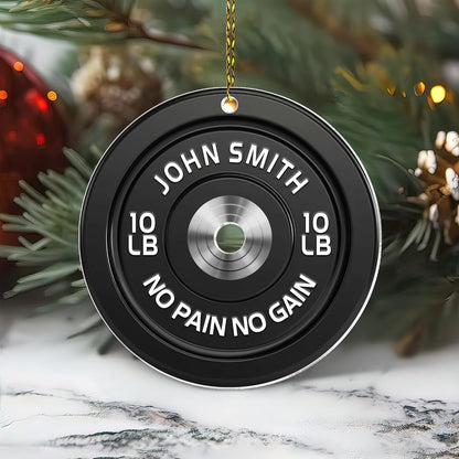 Weight Plate Cut Acrylic Ornament – Personalized Fitness Christmas Gift for Gym Lover, Trainer, or Athlete