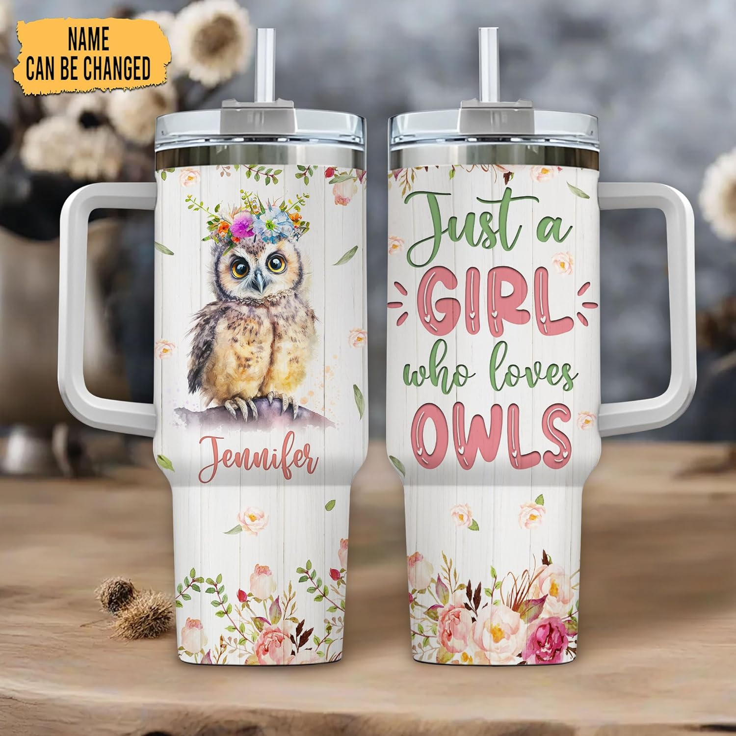 Just a Girl Who Loves Owl  - Personalized Tumbler 40oz with Straw