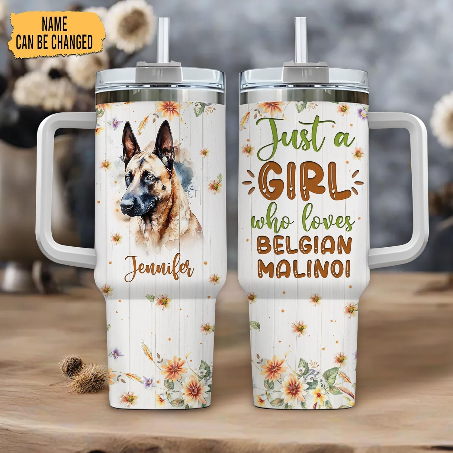 Just a Girl Who Loves Belgian Malinoi - Personalized Tumbler 40oz with Straw