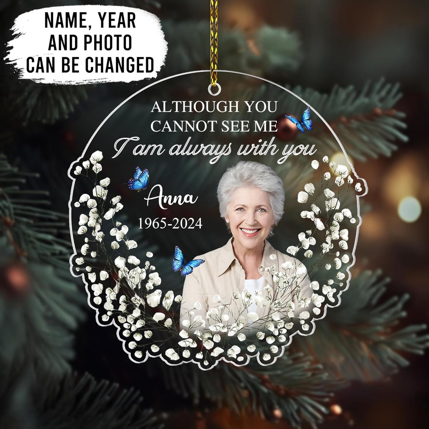 Butterfly Memorial Cut Acrylic Ornament – Personalized Sympathy Gift for Loss of Loved One