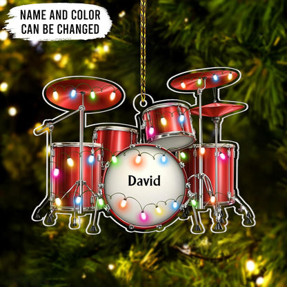 Drum Set Cut Acrylic Ornament – Personalized Music Christmas Gift for Drummer, Band Member, or Musician Lover