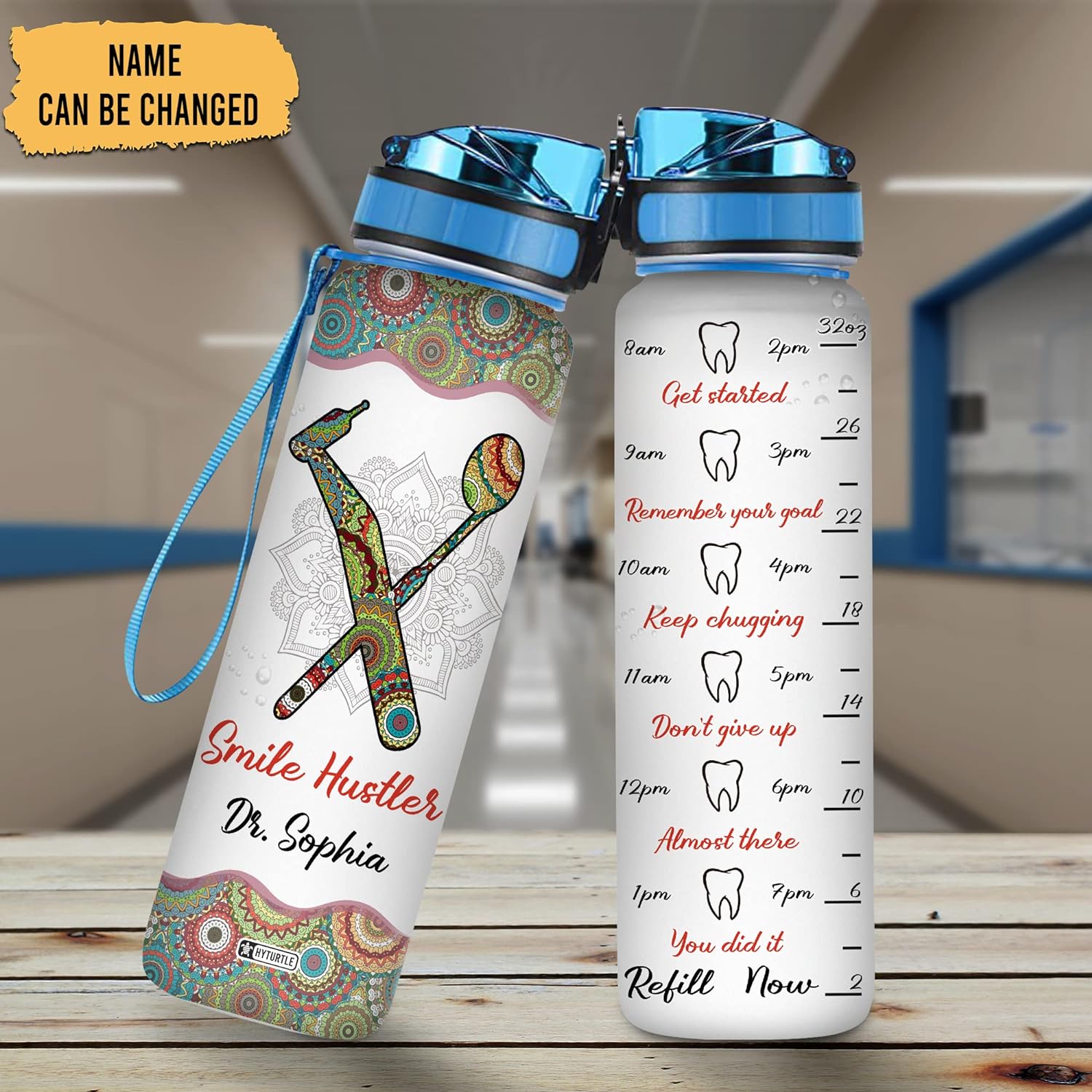 Smile Hustler Dental - Personalized Water Tracker Bottle 32oz