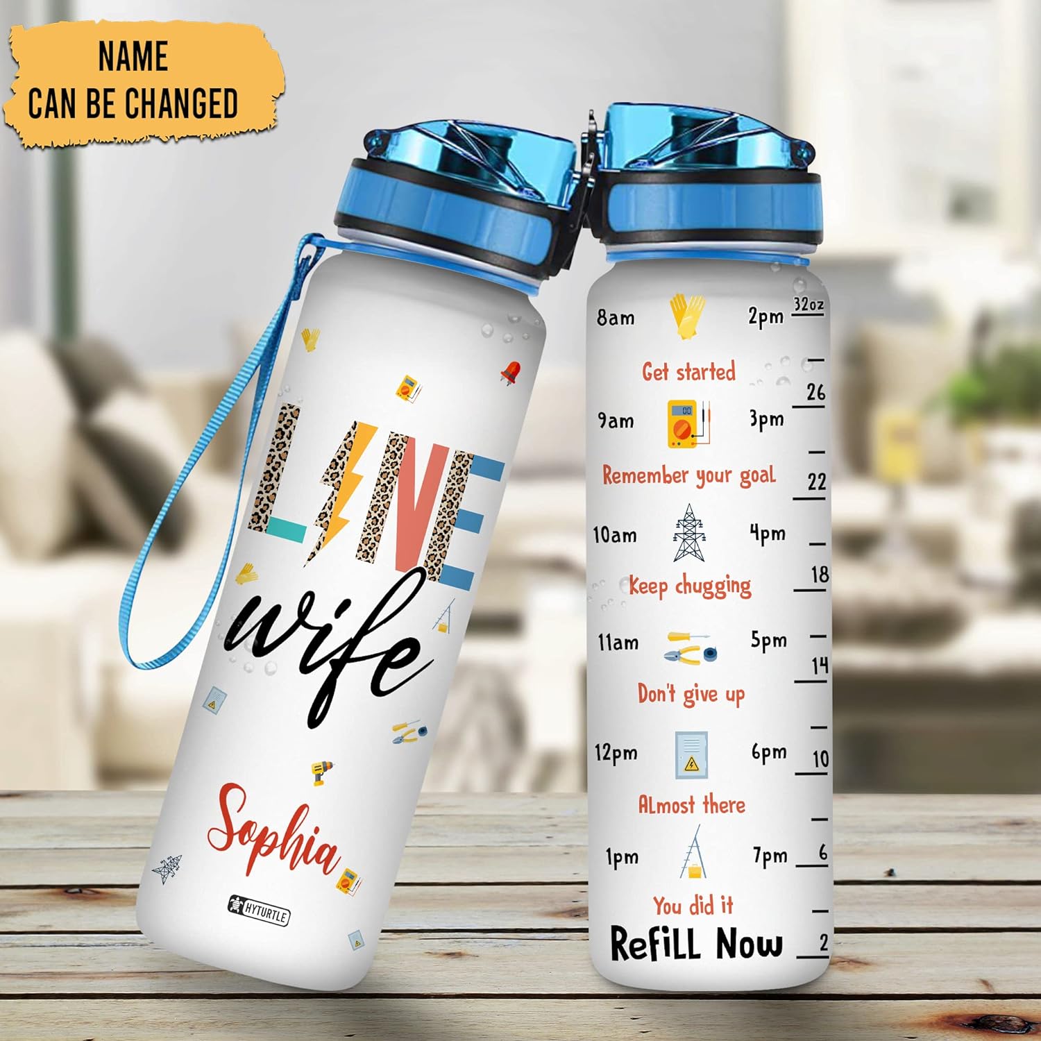 Line Wife - Personalized Water Tracker Bottle 32oz