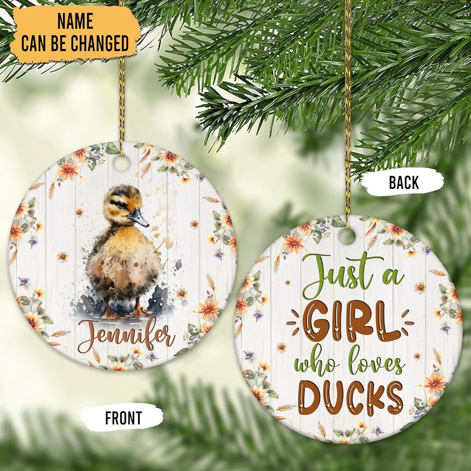 Just a Girl Who Loves Ducks Ceramic Ornament  Personalized Double-Sided Glossy Christmas Decoration  Keepsake Gift for Duck Lovers