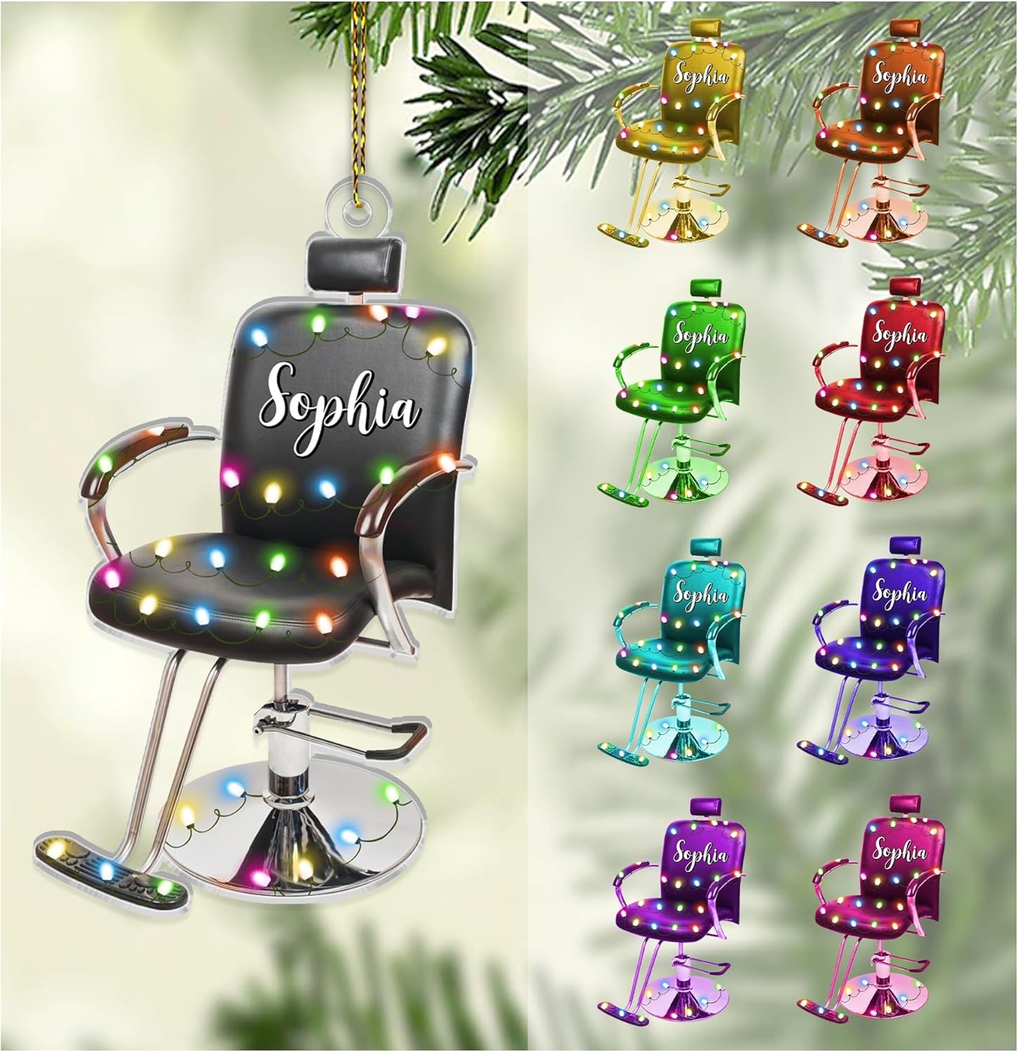 Hairdresser Chair Personalized Acrylic Ornament – Custom Salon Gift – Unique Christmas Keepsake for Hairstylists and Cosmetology Lovers