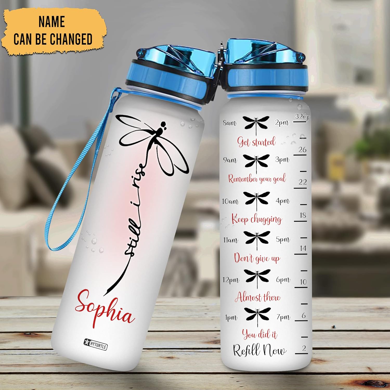 Still I Rise - Personalized Water Tracker Bottle 32oz