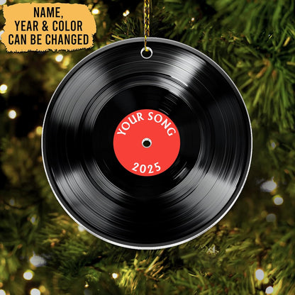 Vinyl Record Cut Acrylic Ornament – Personalized Music Christmas Gift for DJ, Musician, or Retro Lover
