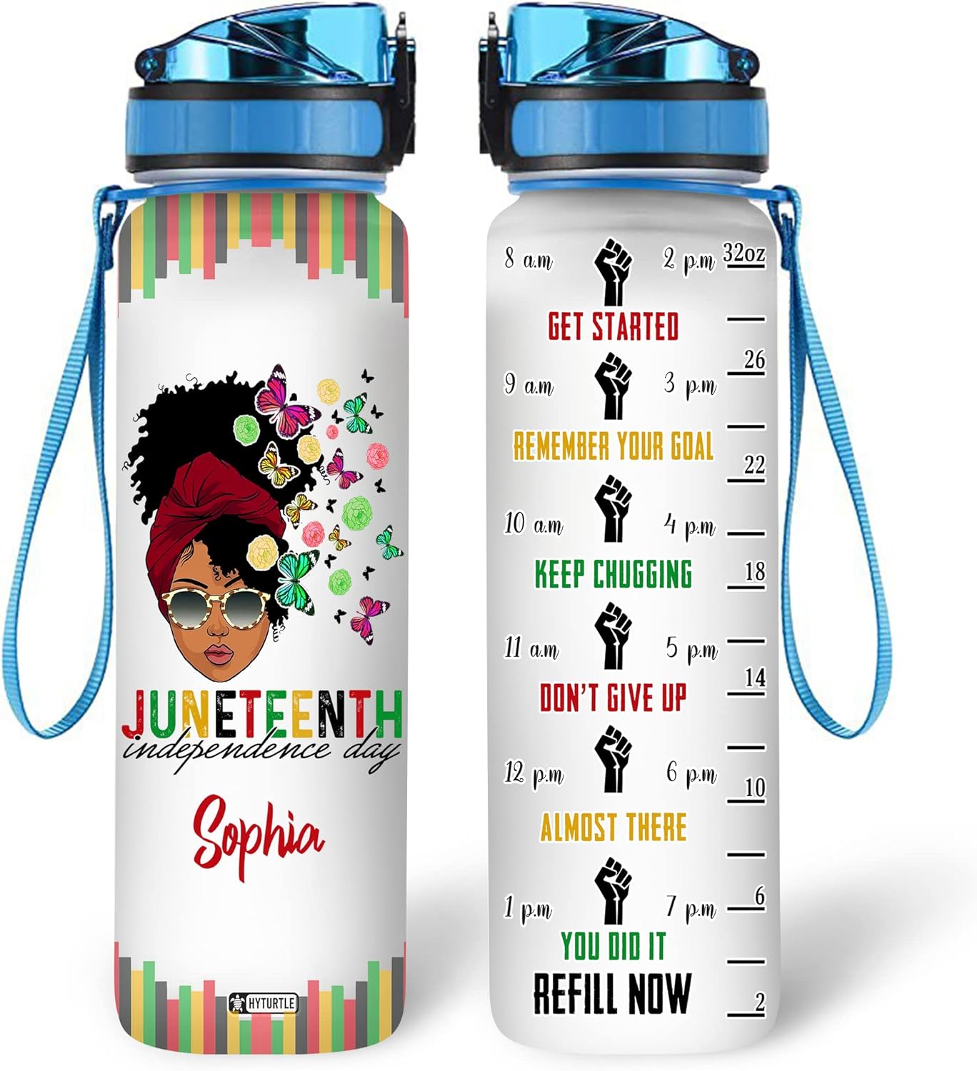 Juneteenth Independence Day - Personalized Water Tracker Bottle 32oz