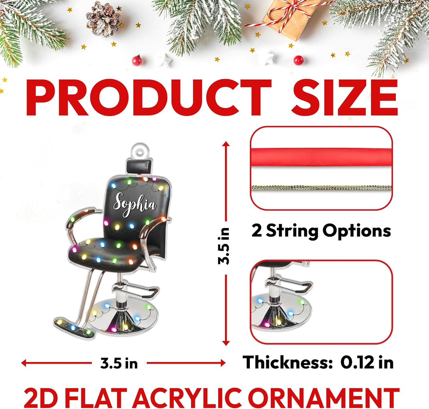 Hairdresser Chair Personalized Acrylic Ornament – Custom Salon Gift – Unique Christmas Keepsake for Hairstylists and Cosmetology Lovers