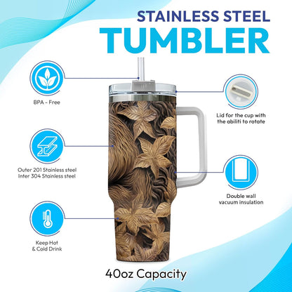 Sloth Tumbler 40oz with Handle & Straw – Personalized Stainless Steel Insulated Travel Cup with Lid – Relaxing Gift for Animal Lovers & Women