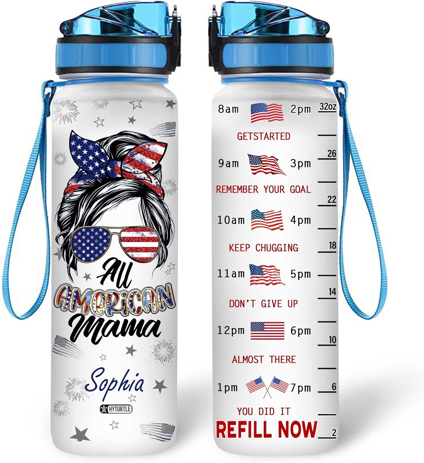 All American Mama - Personalized Water Tracker Bottle 32oz