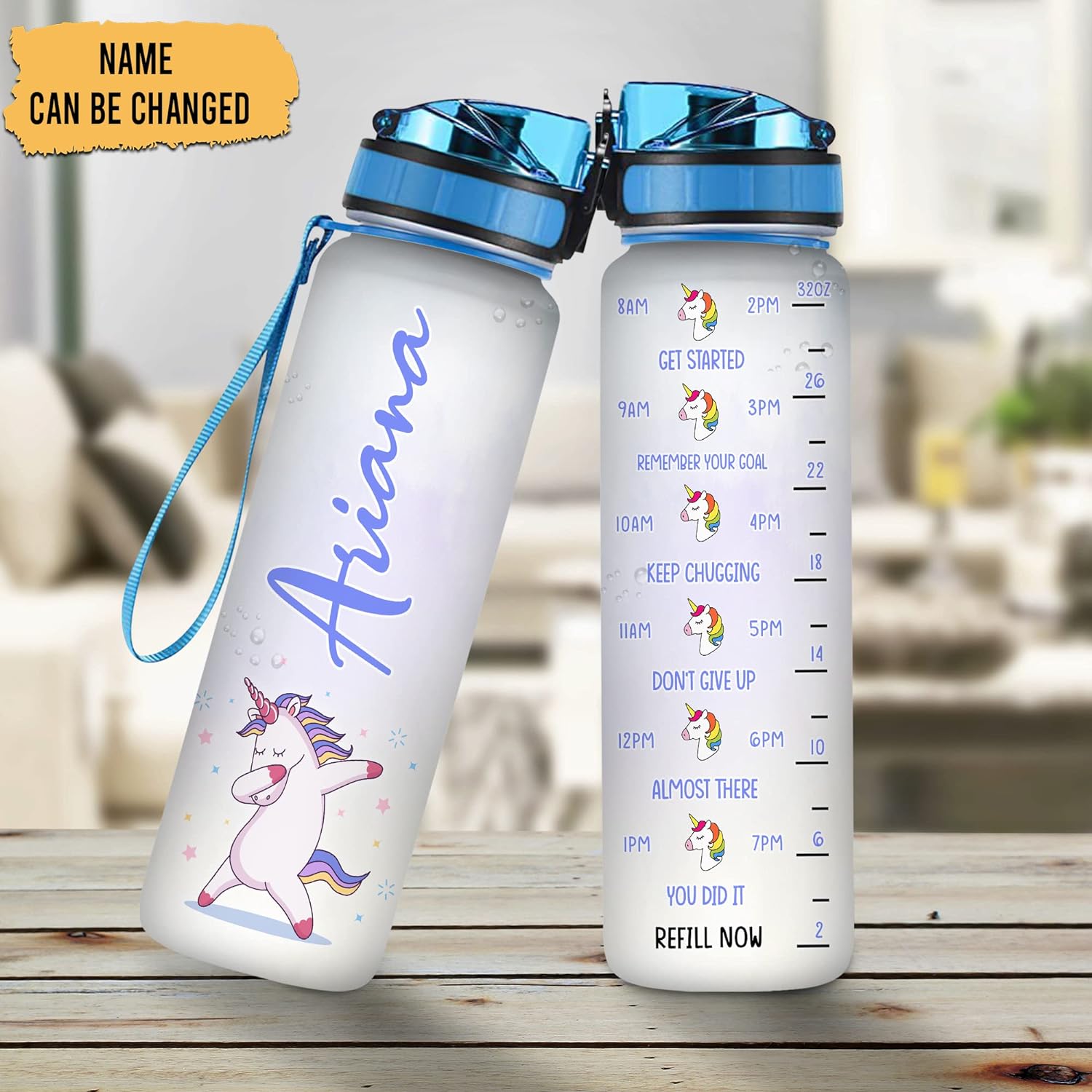 Unicorn Bottle - Personalized Water Tracker Bottle 32oz