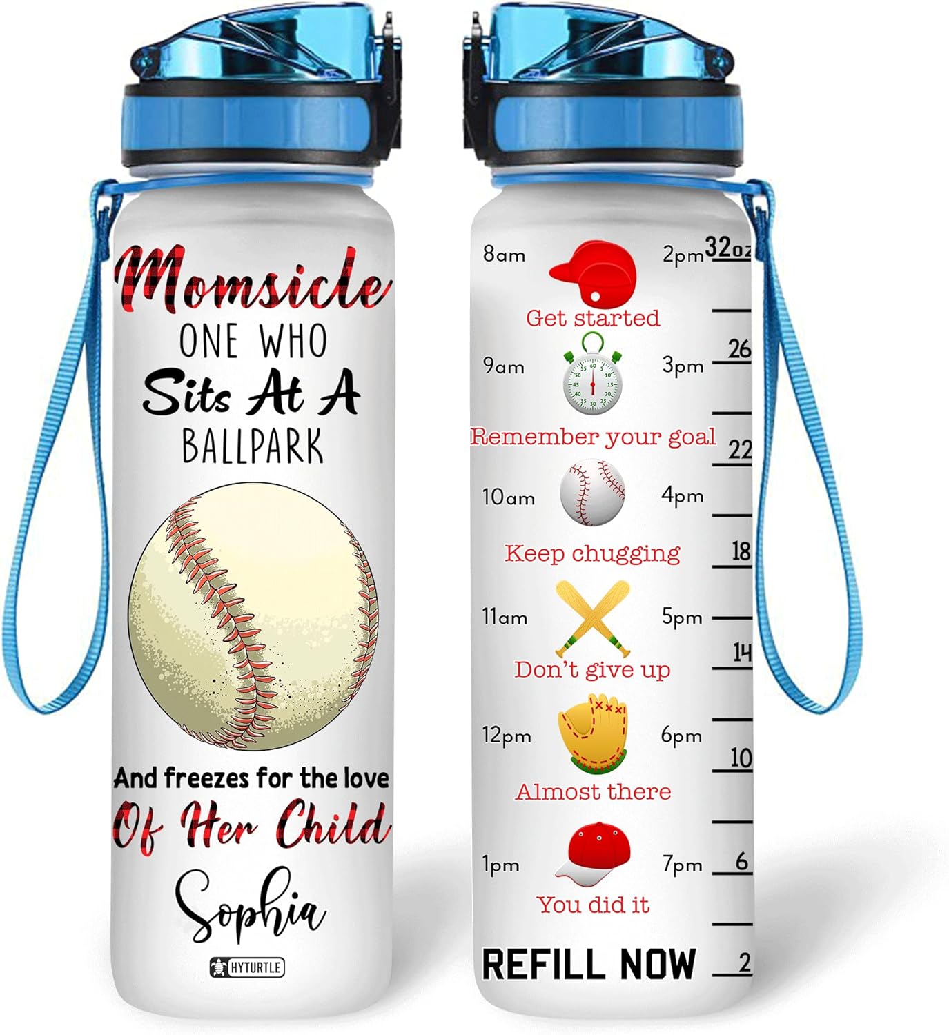 Momsicle One Who Sits At A Ballpark - Personalized Water Tracker Bottle 32oz