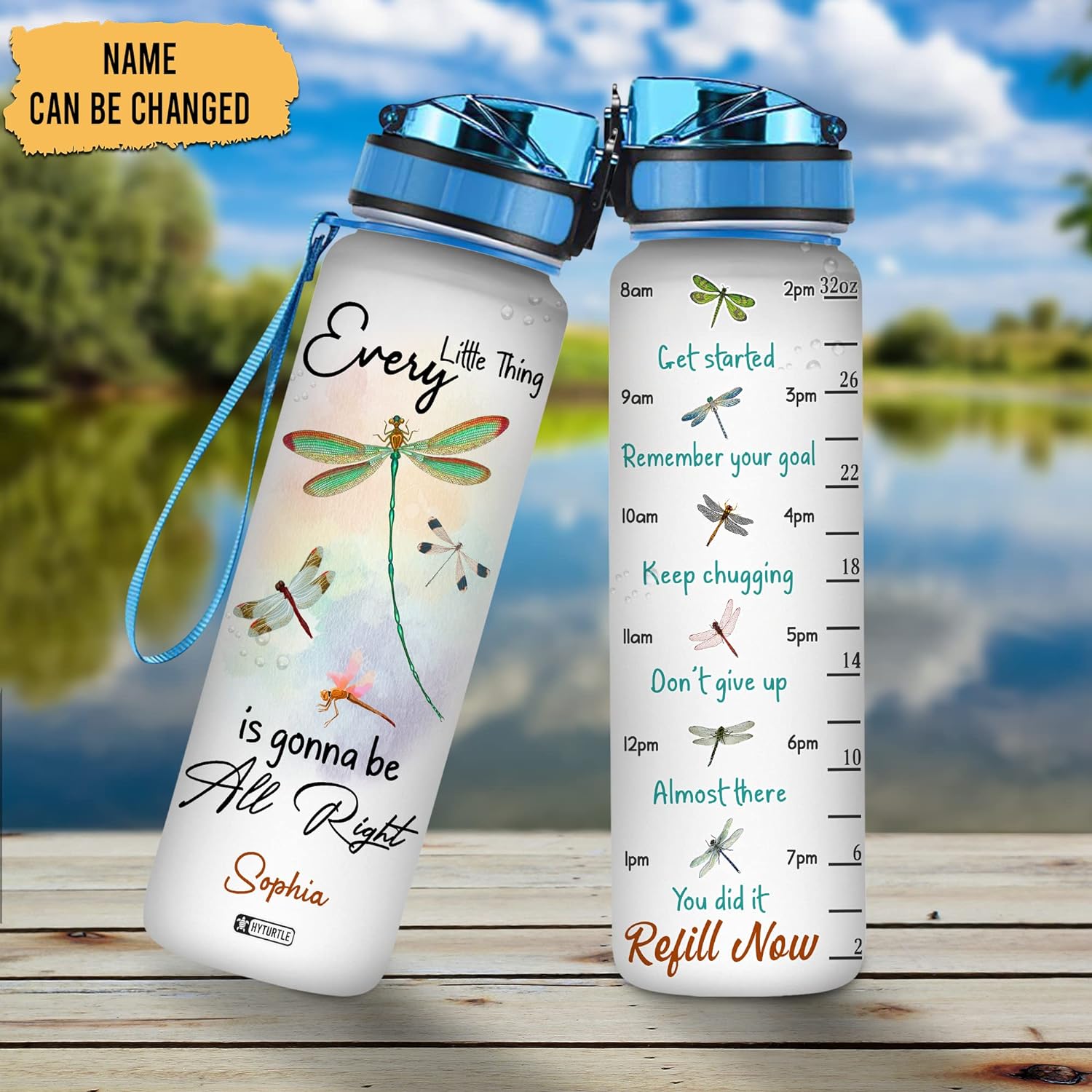 Every Little Thing Is Gonna Be All Right - Personalized Water Tracker Bottle 32oz